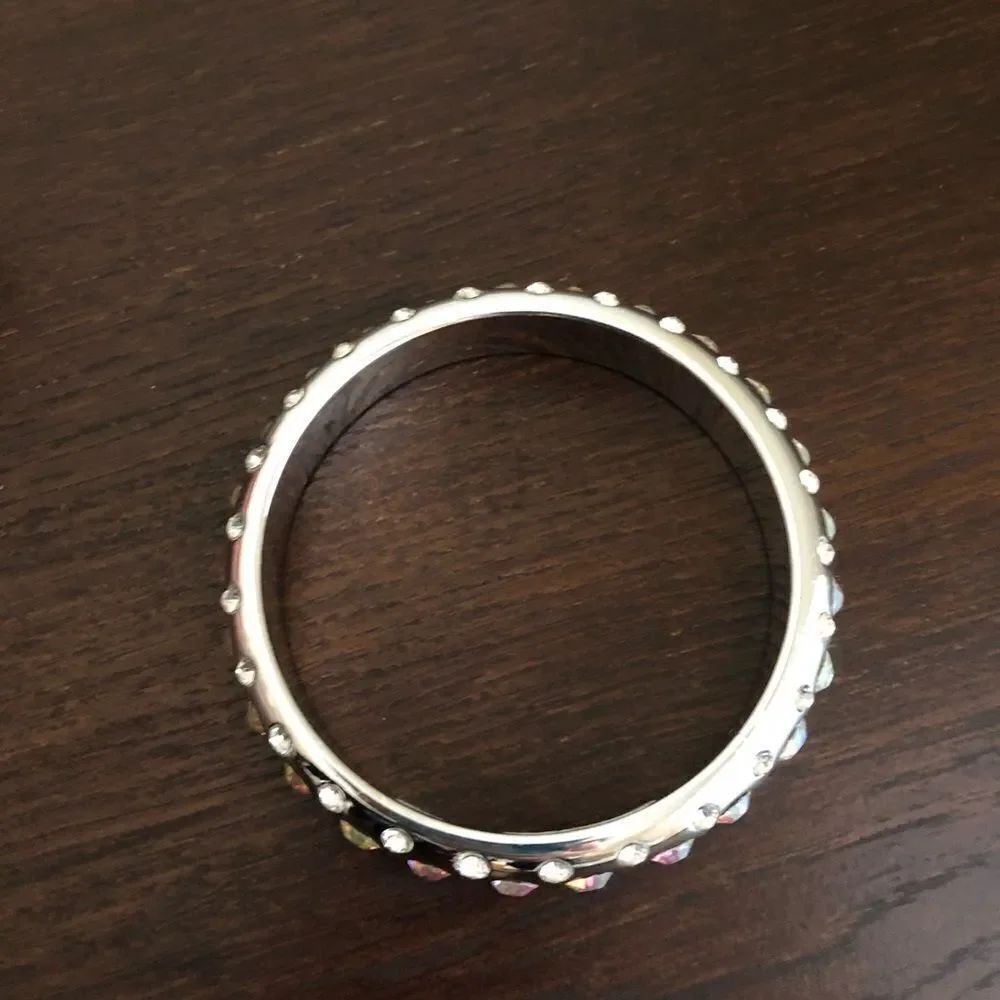 Silver Bling Rhinestone Bangle Bracelet - Picture 2 of 2